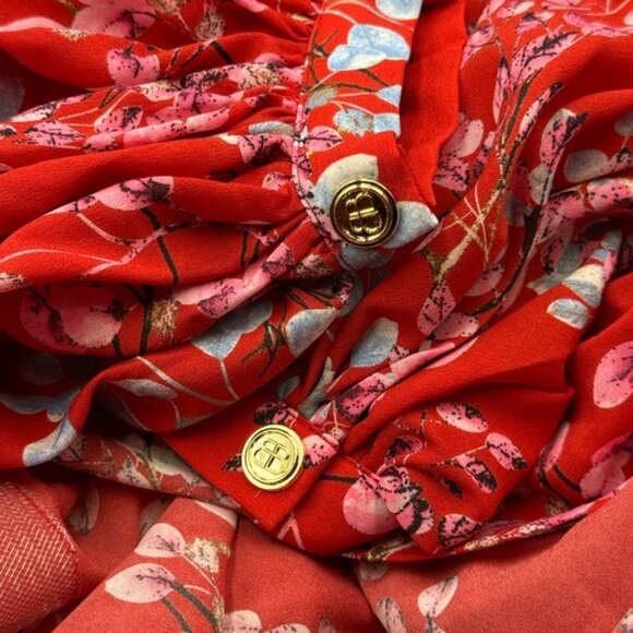 🆕 BRONX & BANCO 🧿 NWOT Bedouin Red Floral Ruffle Tiered Mini Dress, Sz XS US 2 - Picture 16 of 16